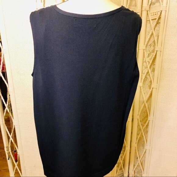 Jones NY Blouse Navy White Animal Zebra Print Scoop Neck SleevelessTop size 1X - Picture 5 of 12